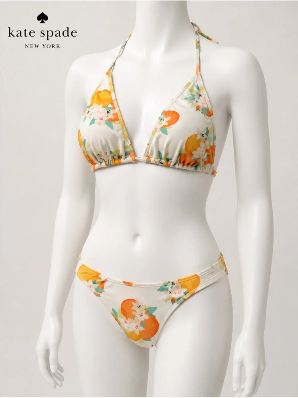 kate spade Cream Floral Bikini with Orange Accents